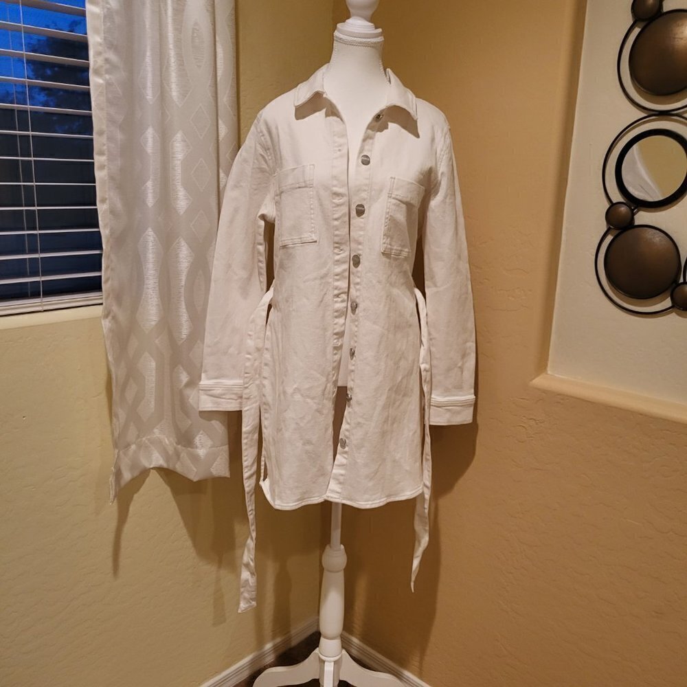 Sanctuary Jessa Tied Denim Jacket off white Size Medium New With Tags - Picture 3 of 11